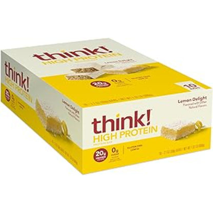 think! Protein Bars, High Protein Snacks, Gluten Free, Kosher Friendly, Lemon Delight, Nutrition Bars, 2.1 Oz per Bar, 10 Count (Packaging May Vary)