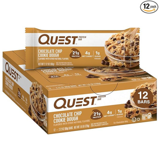 Quest Nutrition Chocolate Chip Dough Cookie Protein Bars, 12 Count