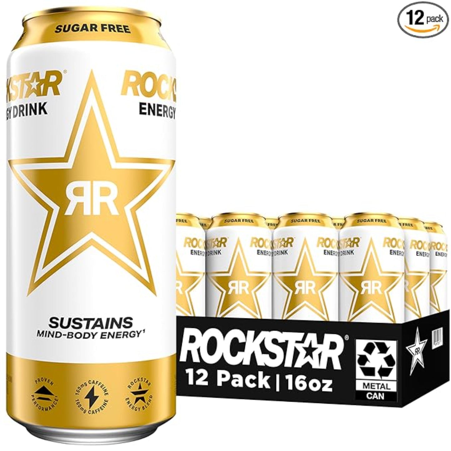 Rockstar Sugar Free Energy Drink, 16 Fl Oz Cans (Pack of 12) (Packaging May Vary)