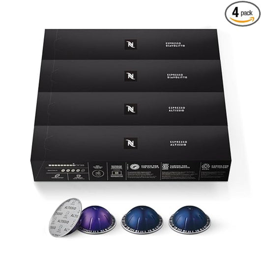 Nespresso Capsules Vertuo, Espresso Bold Variety Pack, Medium and Dark Roast Coffee, 40-Count Espresso Pods, Brews 1.35oz.