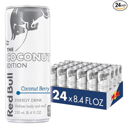 Red Bull Coconut Edition Energy Drink, Coconut Berry, with 80mg Caffeine plus Taurine & B Vitamins, 8.4 Fl Oz, Pack of 24 Cans