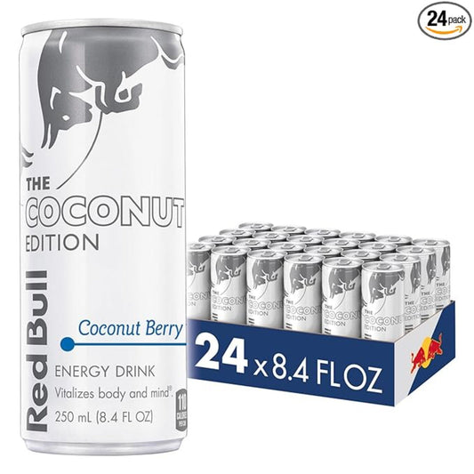 Red Bull Coconut Edition Energy Drink, Coconut Berry, with 80mg Caffeine plus Taurine & B Vitamins, 8.4 Fl Oz, Pack of 24 Cans