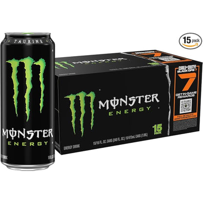Monster Energy Drink, Green, Original, 16 Ounce (Pack of 15)
