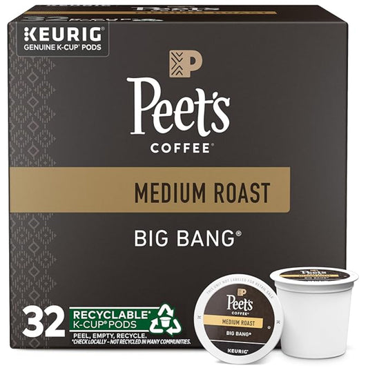 Peet's Coffee, Medium Roast Keurig K-Cup Pods - Big Bang, 32 Count (1 Box of 32 K-Cup Pods)
