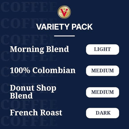 Victor Allen's Coffee Variety Pack (Morning Blend, 100% Colombian, Donut Shop Blend, French Roast), 42 Count, Single Serve Coffee Pods for Keurig K-Cup Brewers