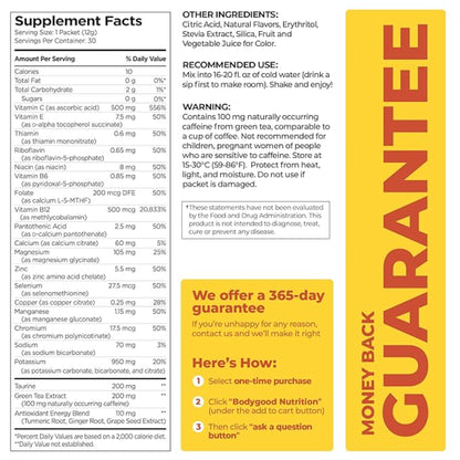 Pureboost Clean Energy Booster, Refreshing Energy Drink Mix with B12 Vitamins, Electrolytes, Antioxidants, Sugar-Free with No Sucralose (Combo Pack, 30 Count)