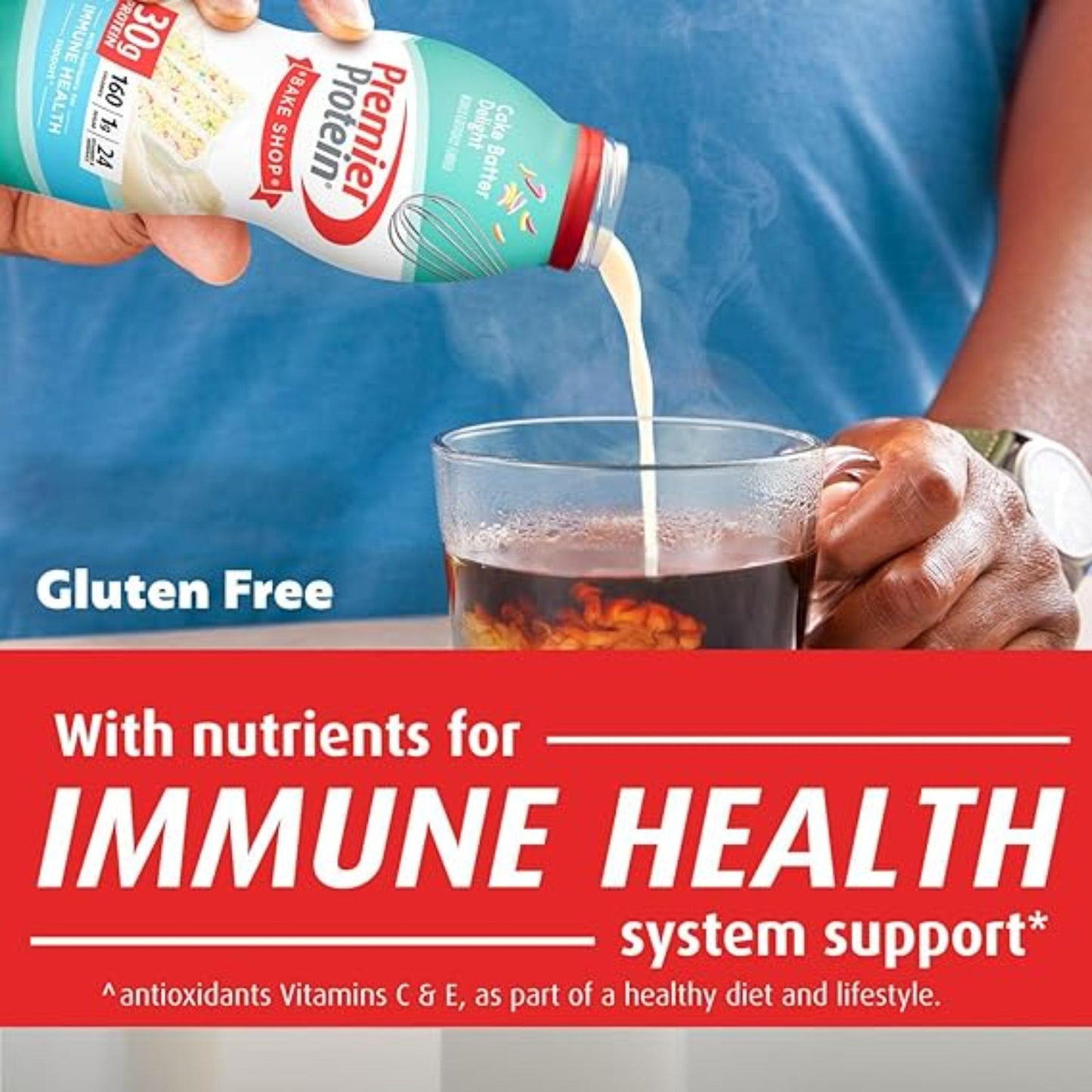 Premier Protein Shake, Cake Batter, 30g Protein, 1g Sugar, 24 Vitamins & Minerals, Nutrients to Support Immune Health, 11.5 Fl Oz, 12 Count