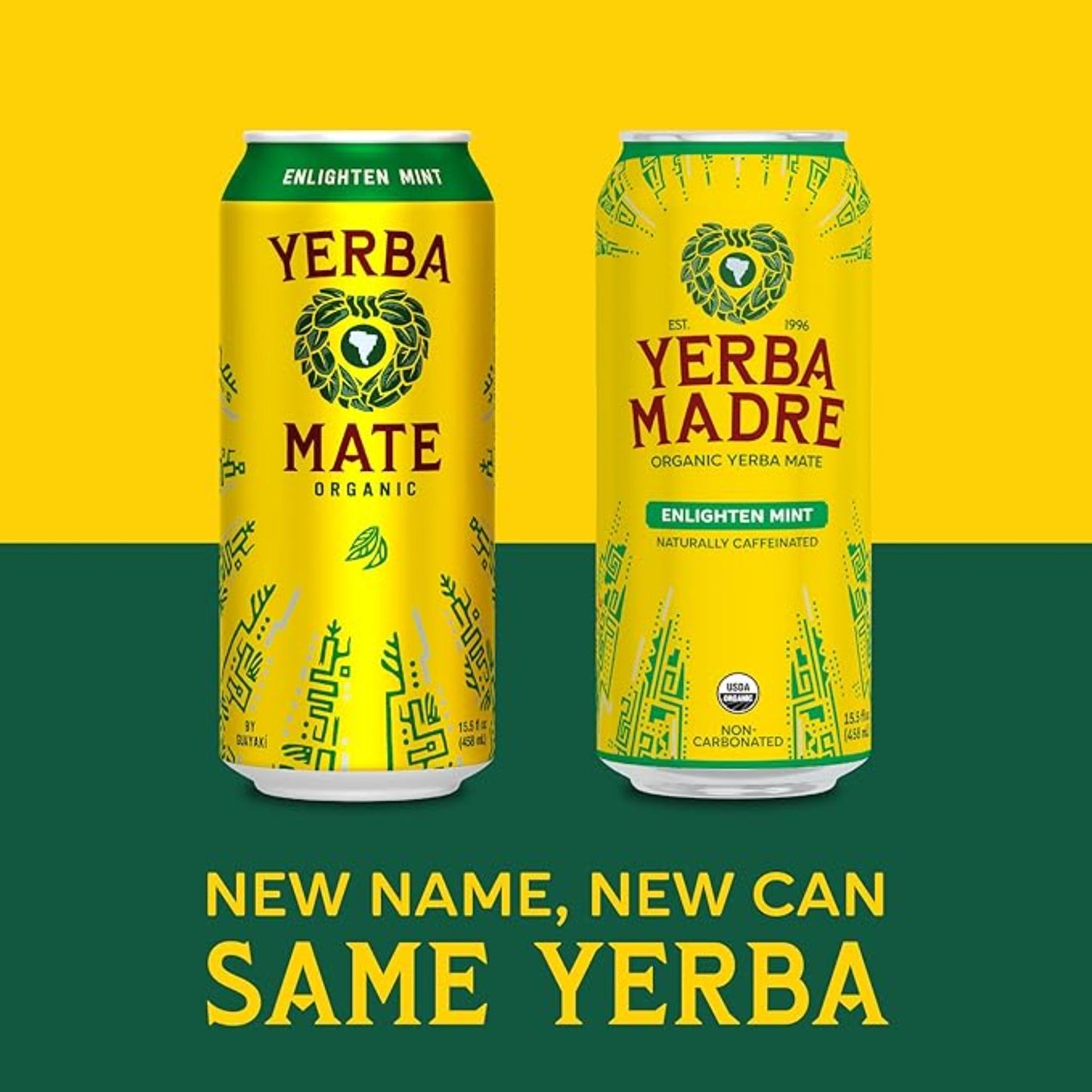 Guayakí Yerba Mate, Organic Energy Drink Alternative, Enlighten Mint, 150mg Natural Plant Based Caffeine, Better for You Energy & Focus, No Jitters or Crash, 15.5 Oz (Pack of 12) (Packaging May Vary)