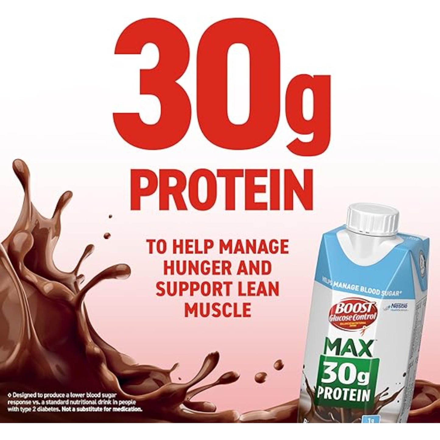 BOOST Glucose Control Max 30g Protein Nutritional Drink, Rich Chocolate, 11 Fl Oz (Pack of 12), Packaging May Vary