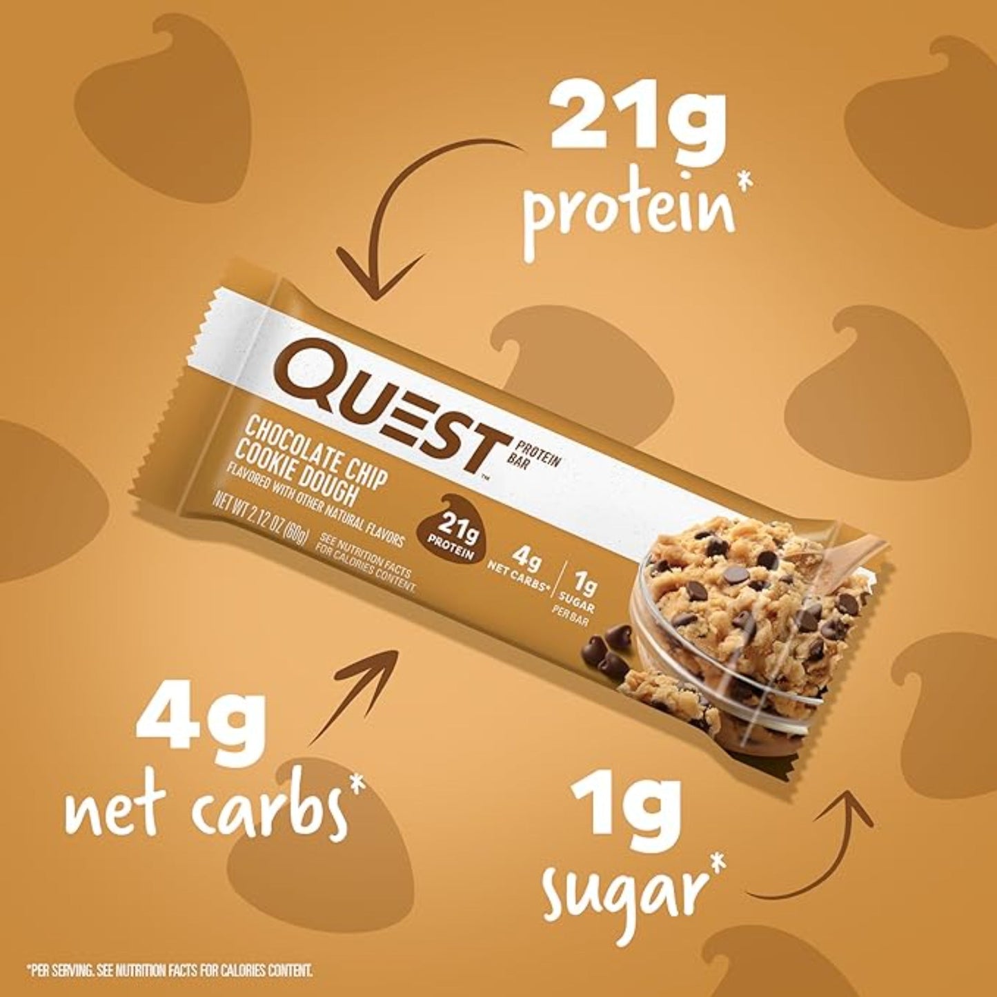Quest Nutrition Chocolate Chip Dough Cookie Protein Bars, 12 Count