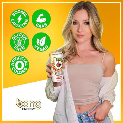 Bang Energy Peach Mango, Sugar-Free Energy Drink, 16-Ounce (Pack of 12)