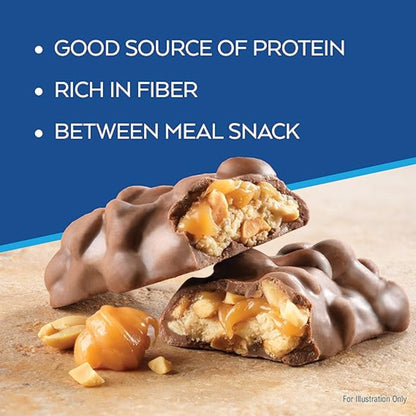 Atkins Caramel Chocolate Nut Roll Snack Bar, Protein Snack , 7g Protein, 2g Sugar, Rich in Fiber, 16 Count